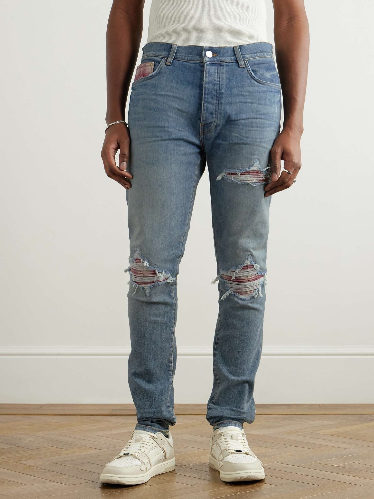 Skinny-Fit Distressed Patchwork Jeans - 3