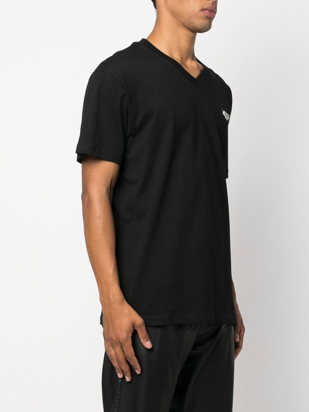 logo-plaque V-neck T-shirt - 3