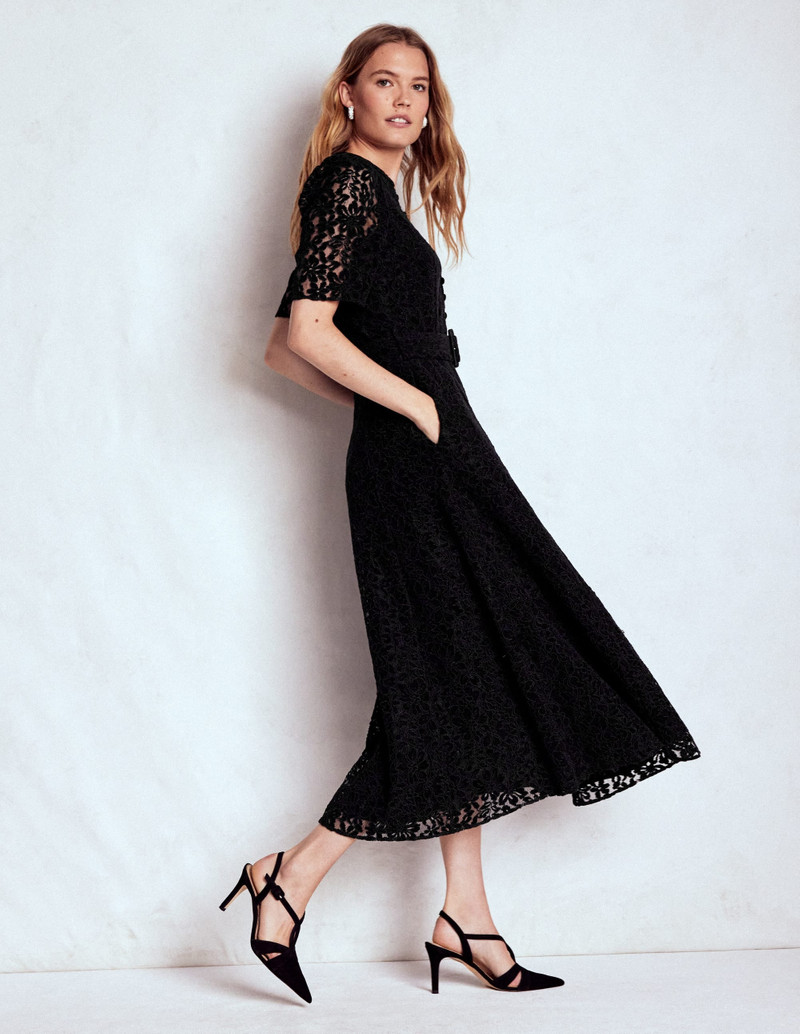 Kate Puff Sleeve Lace Dress-Black 7