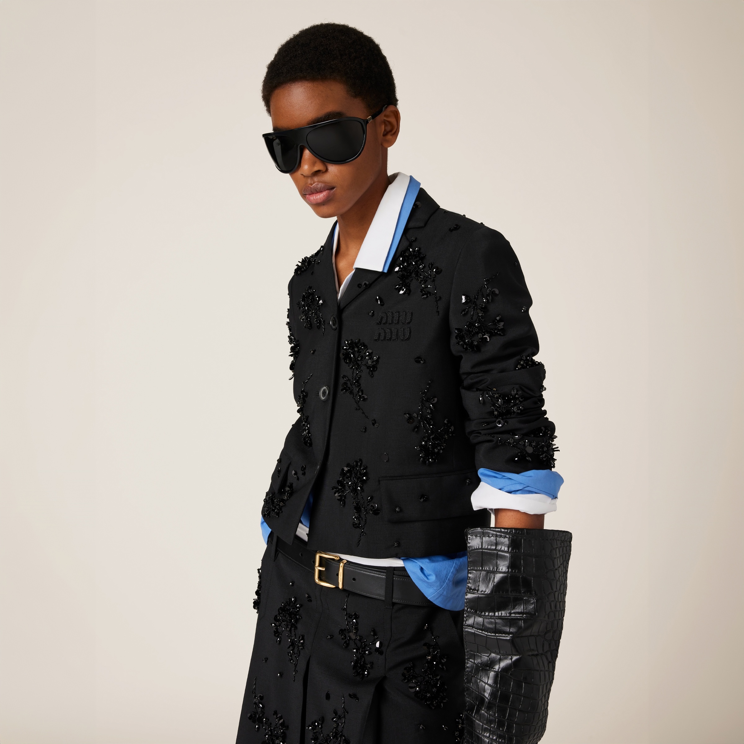 Embroidered single-breasted kid mohair jacket - 5