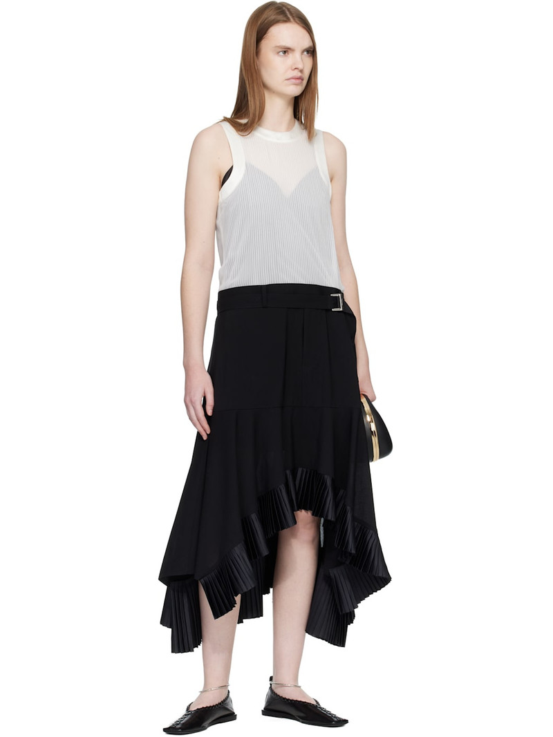 sacai Black & Off-White Suiting Satin Midi Dress outlook