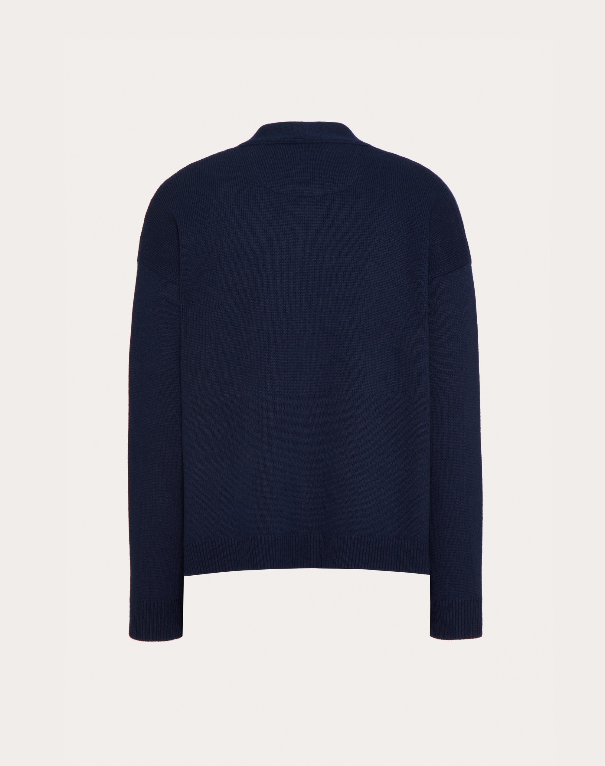 WOOL CARDIGAN WITH RUBBERIZED V DETAIL - 2