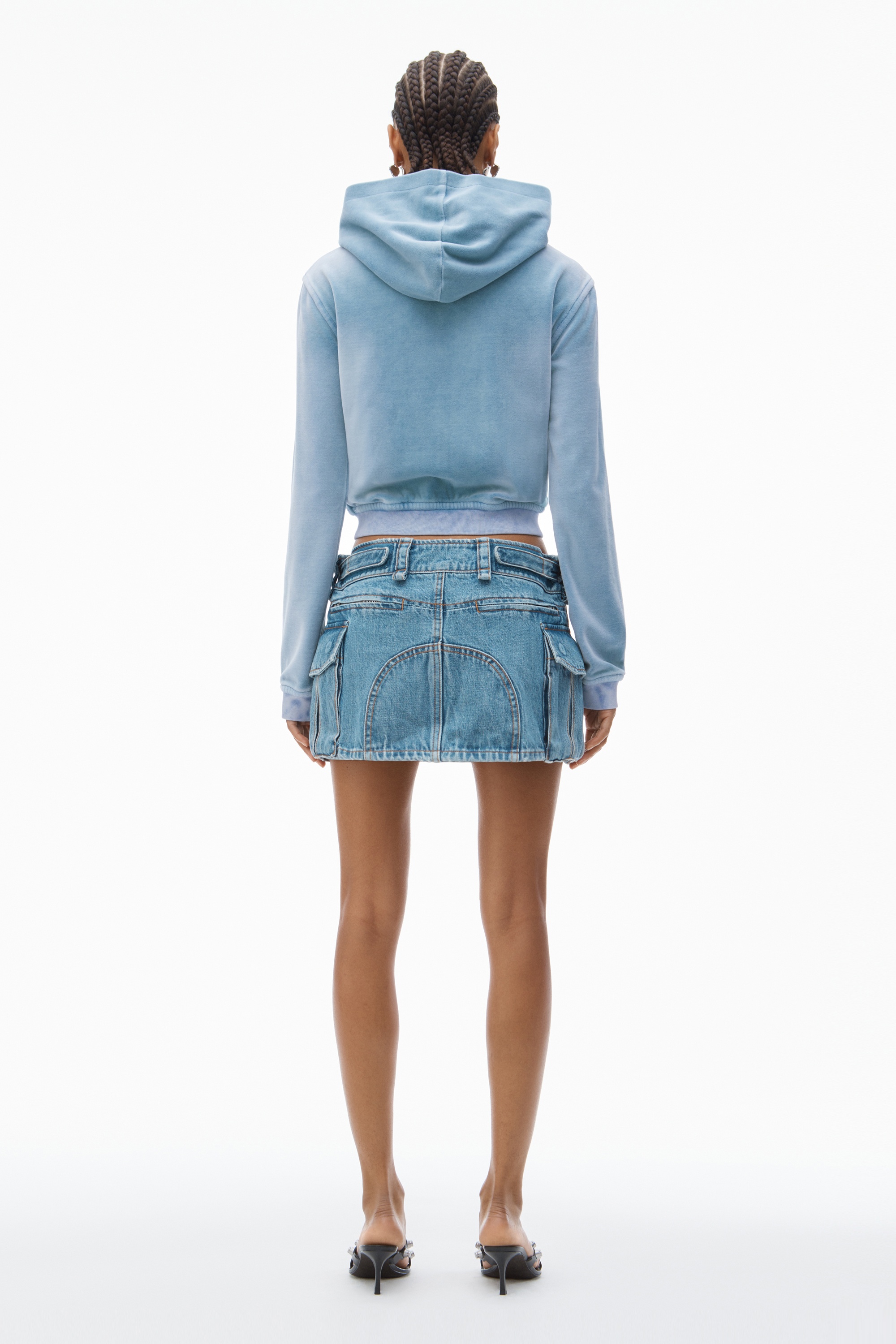 Shrunken Zip-Up Hoodie in Crushed Velour - 4