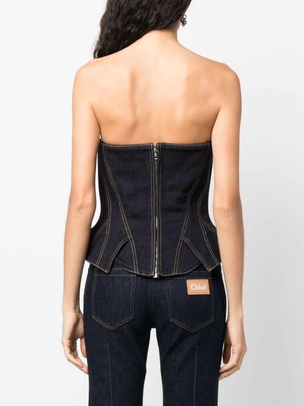 denim bustier top - 4