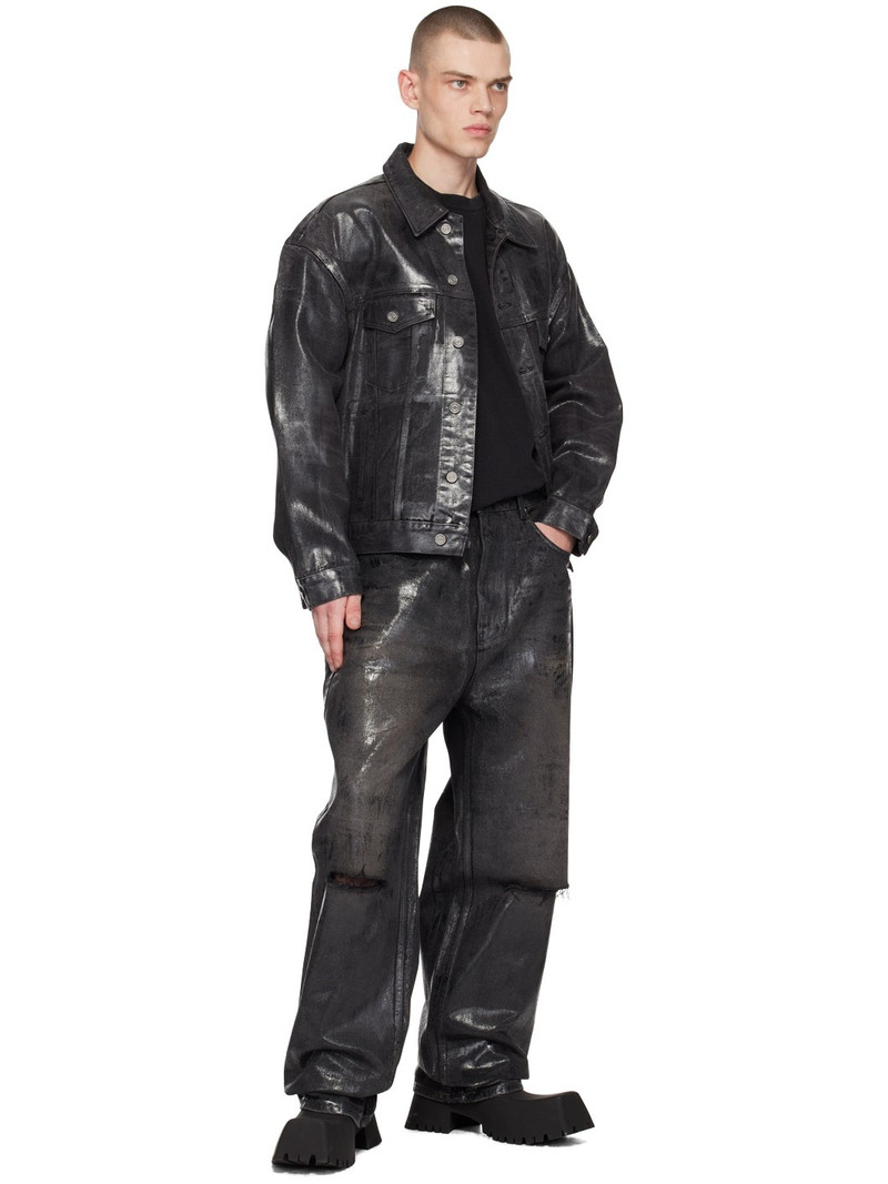 We11done Black Foil Coated Trucker Denim Jacket outlook
