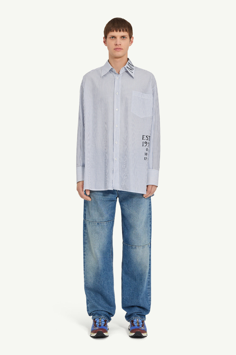 MM6 Maison Margiela Asymmetric striped poplin shirt outlook
