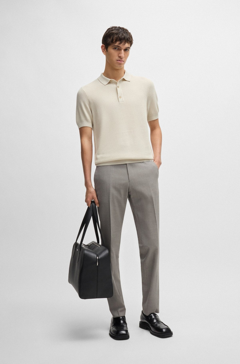 BOSS REGULAR-FIT KNIT POLO WITH MIXED STRUCTURES outlook