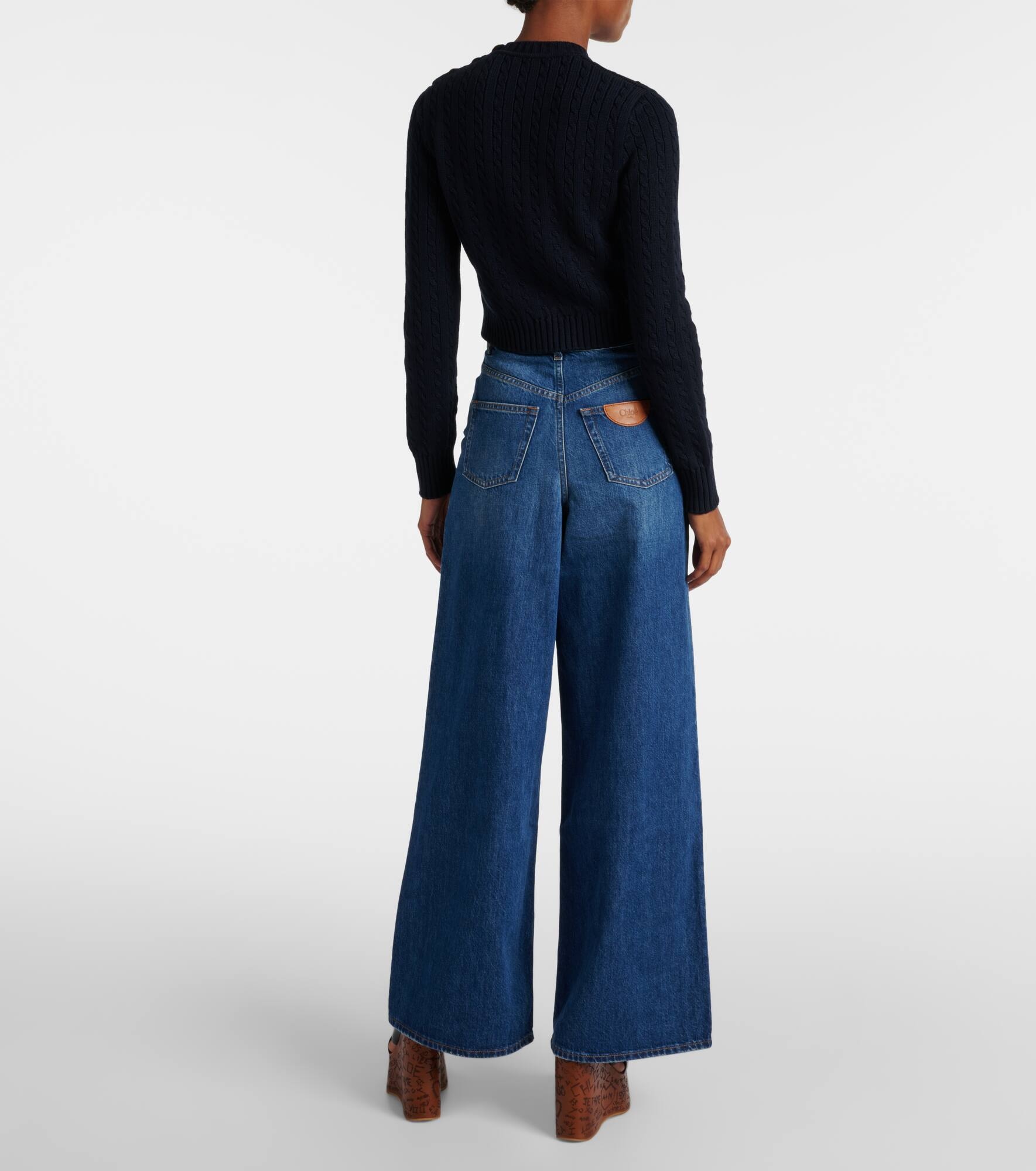 Cropped cable-knit cotton sweater - 3