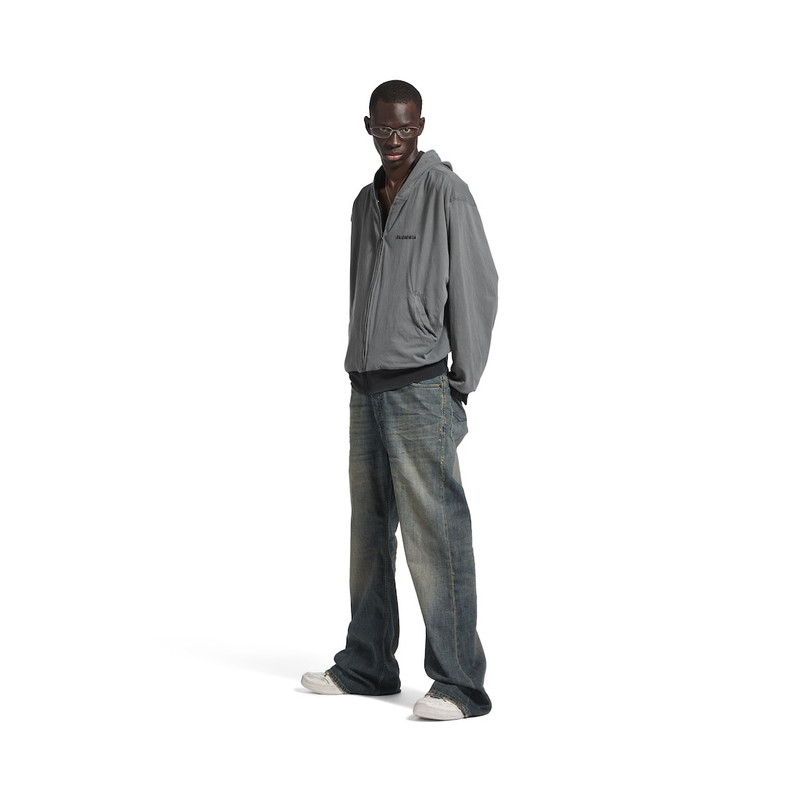 BALENCIAGA Men's Balenciaga Back Reversible Zip-up Hoodie in Grey/faded Black outlook