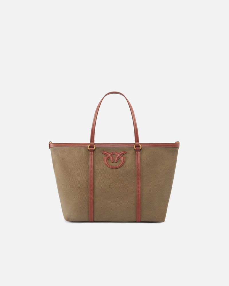 MEDIUM SHOPPER BAG IN RECYCLED CANVAS WITH TWO HANDLES 1