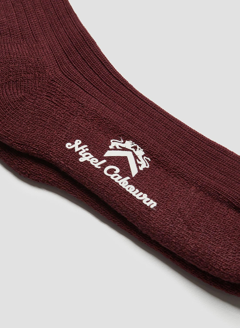 Ribbed Wool Crew Sock in Burgundy 3