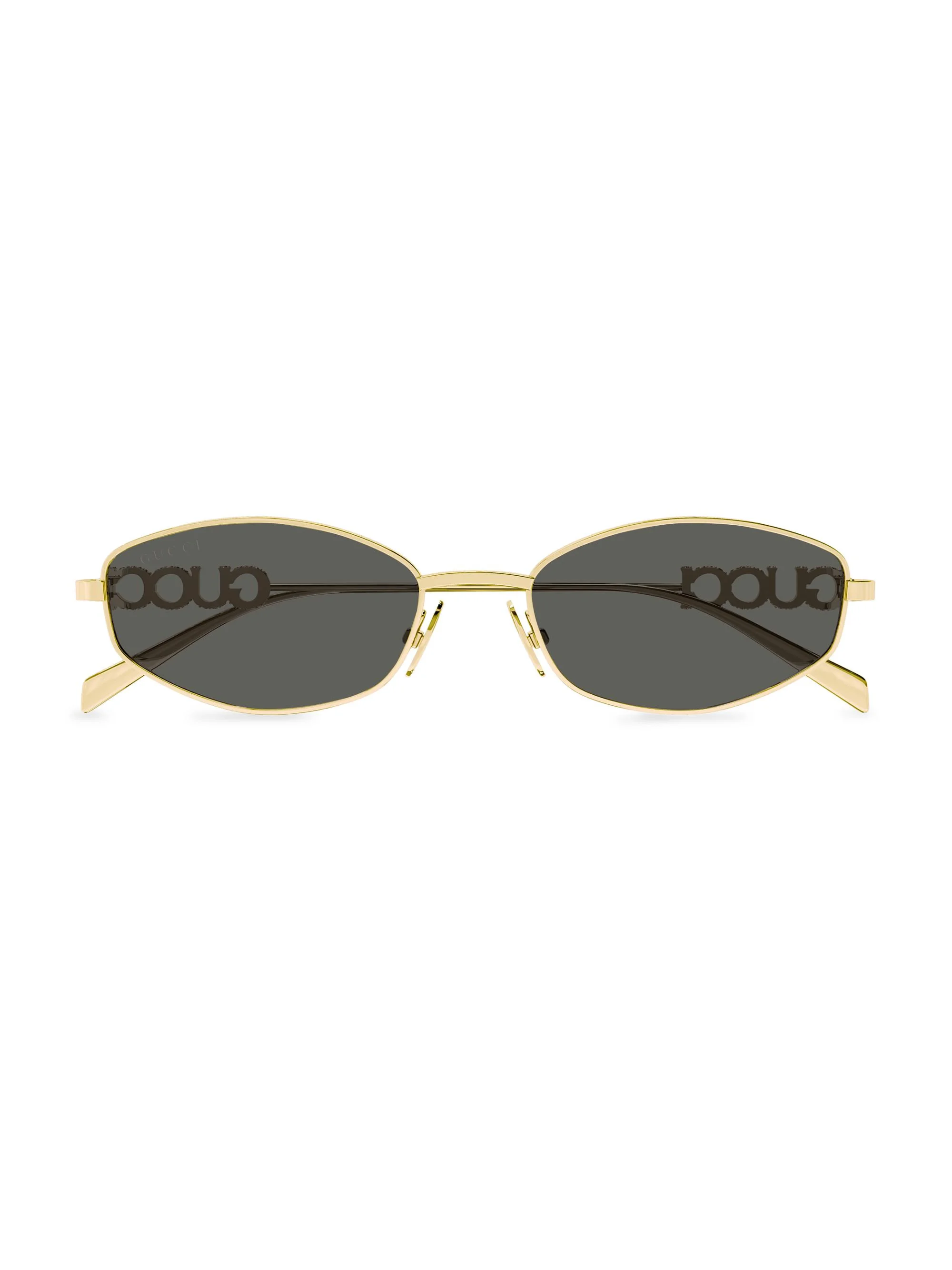 Women's Block 55MM Oval Metal Sunglasses - Gold Black - 1