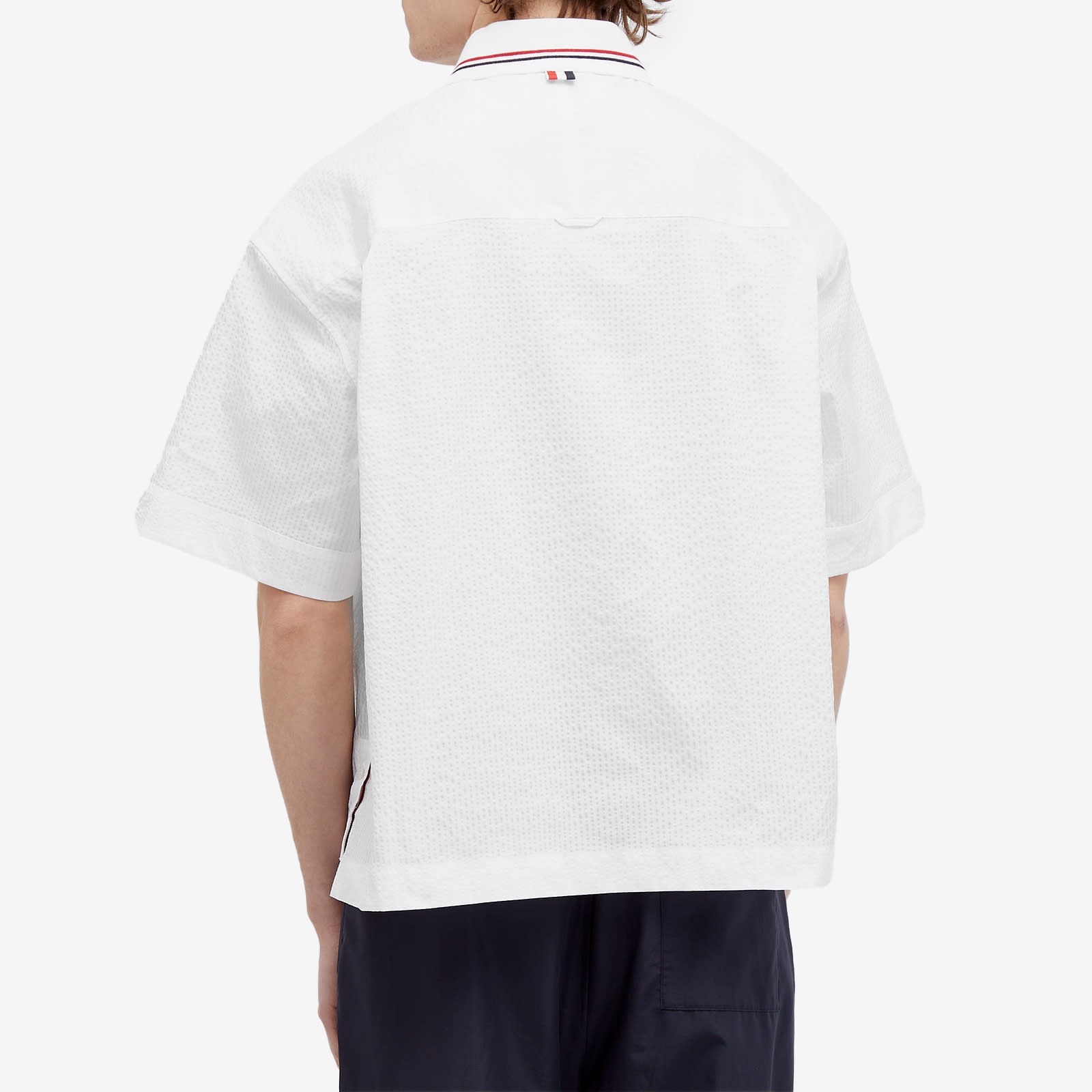 Thom Browne Knit Collar Short Sleeve Seersucker Shirt - 3