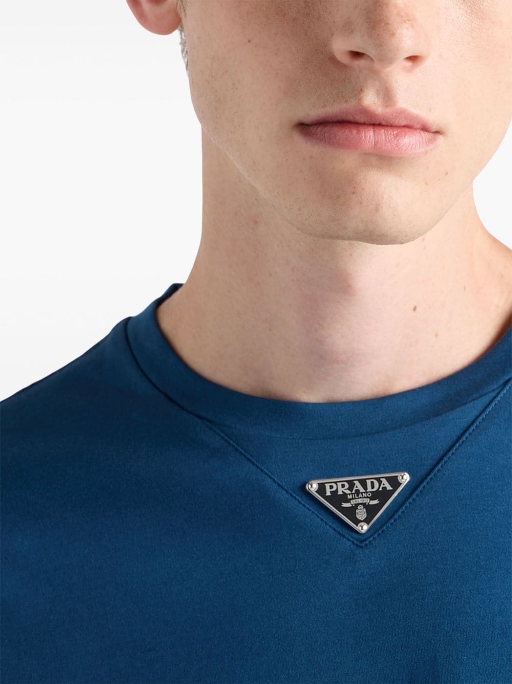 triangle logo cotton t-shirt - 4