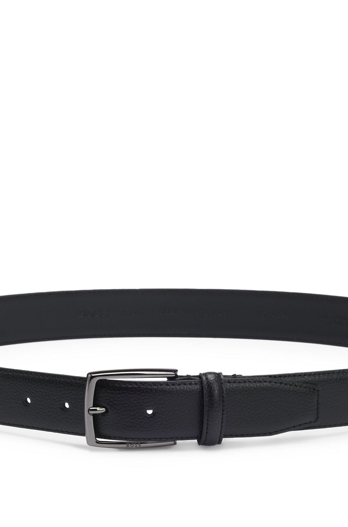 ITALIAN-MADE GRAINED-LEATHER BELT WITH LOGO BUCKLE - 4