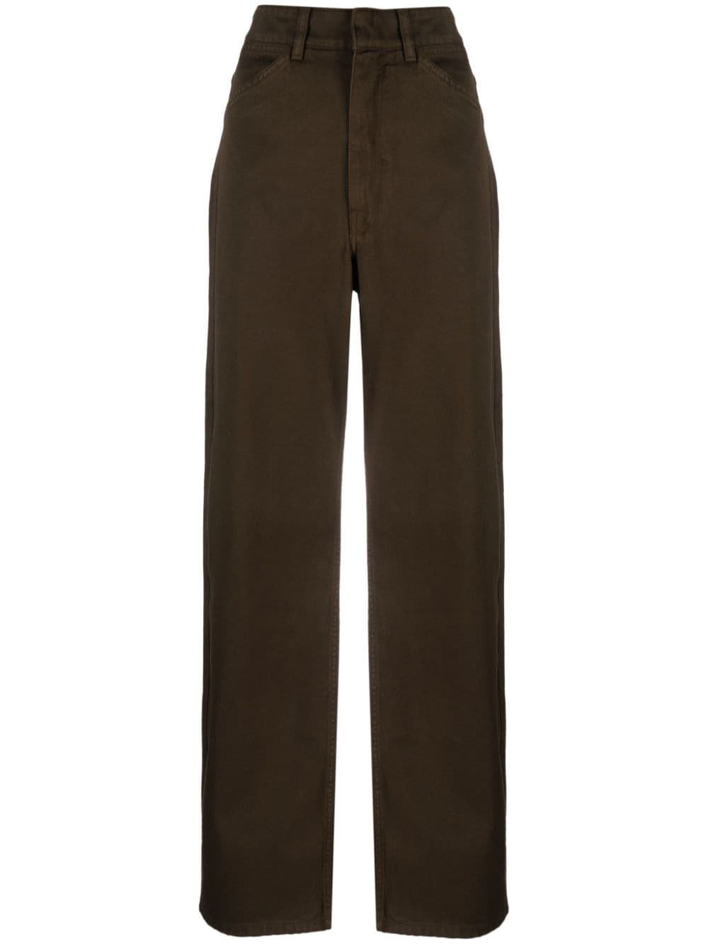 Cotton high-waisted trousers - 1