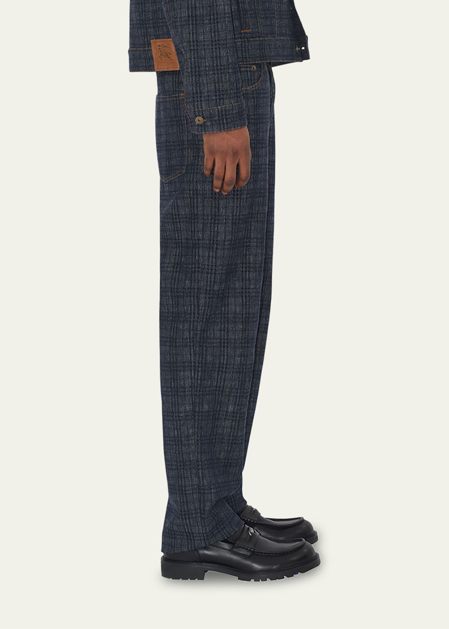 Men's Denim Check Five-Pocket Pants - 4