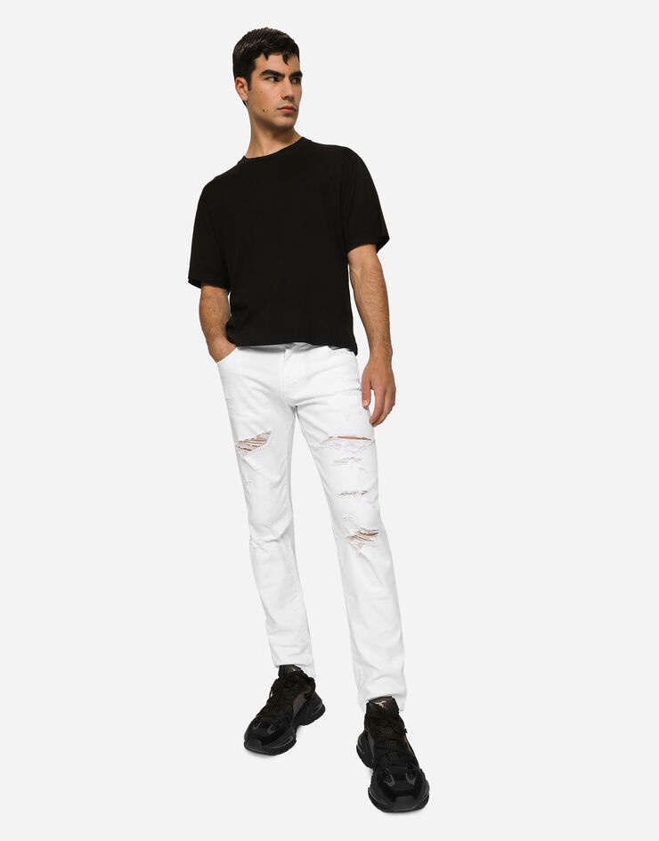 White slim-fit stretch jeans - 5