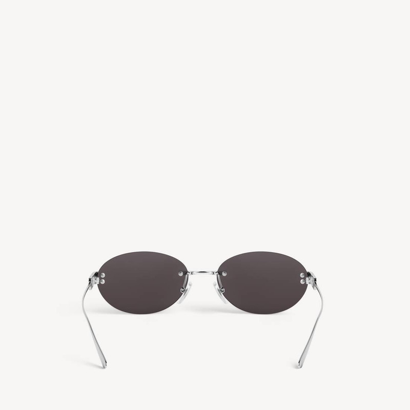 BALENCIAGA Gossip Oval Af Sunglasses in Silver/black outlook