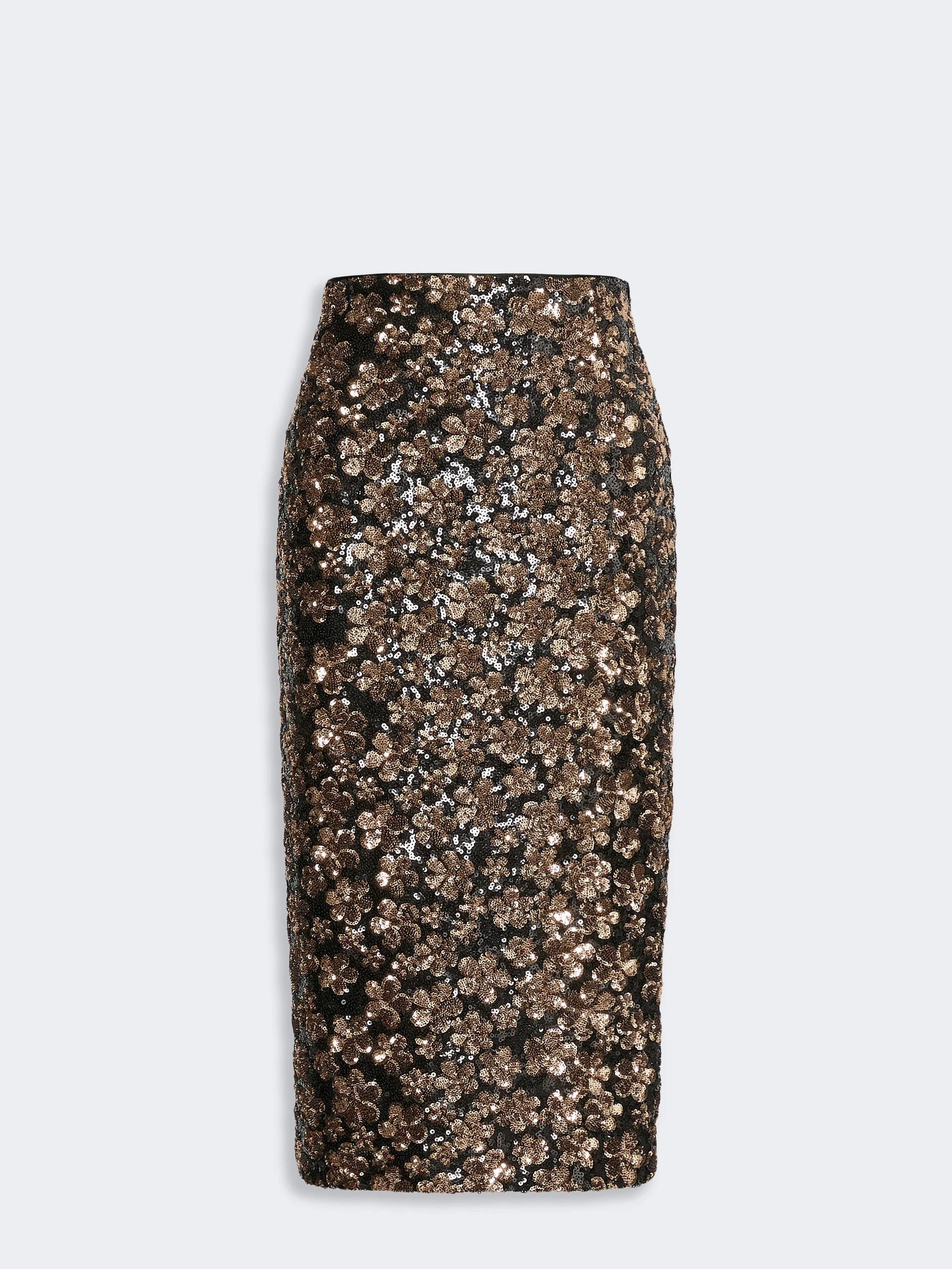 FINITO Sequinned and embroidered tulle pencil skirt - BRONZE - 1