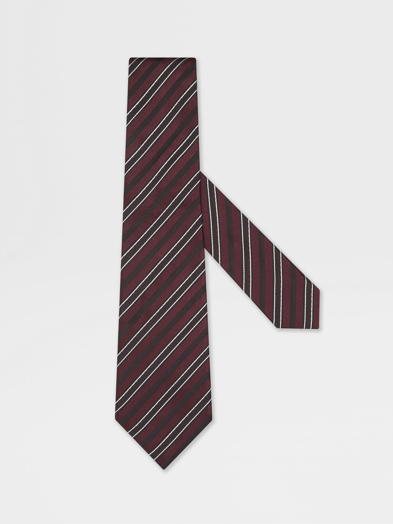 BURGUNDY SILK AND COTTON TIE 1