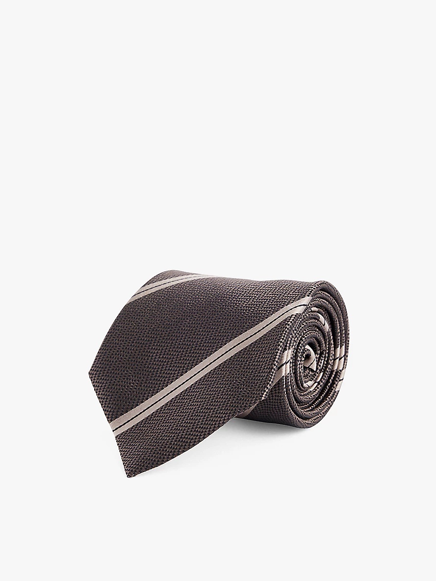 Chevron-pattern striped silk tie - 1