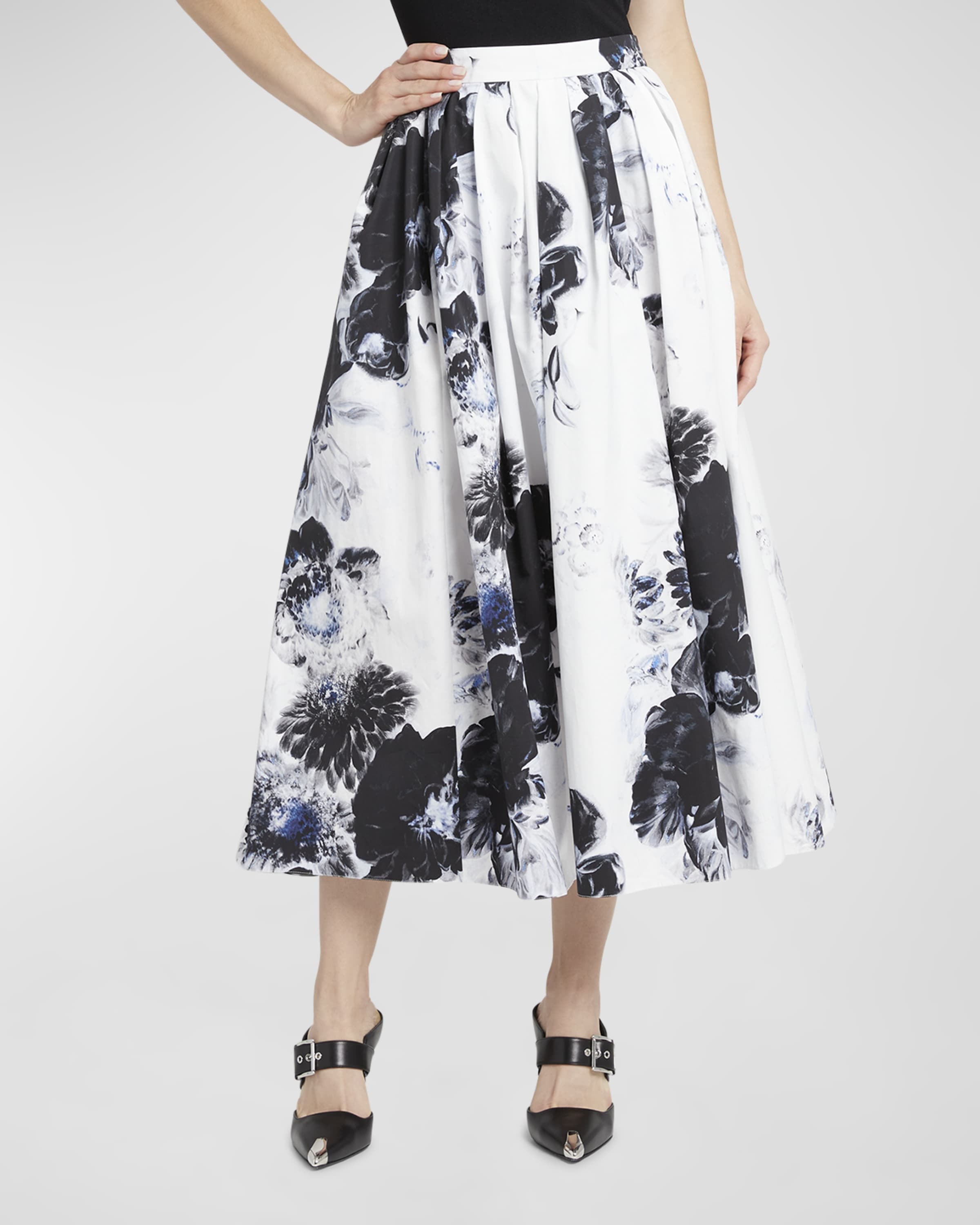 Floral-Print Midi Circle Skirt - 2