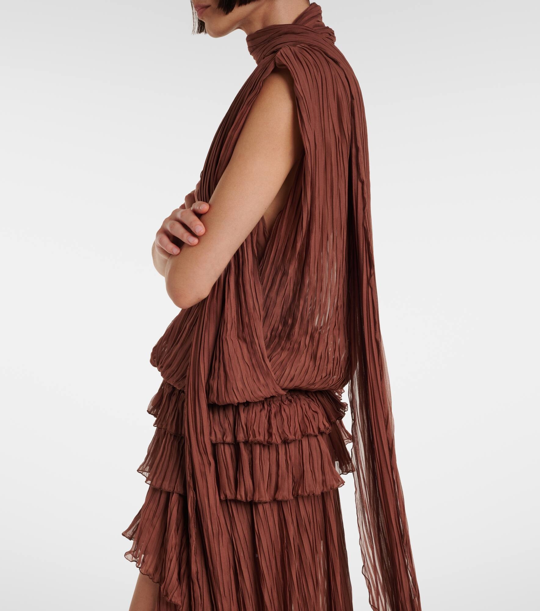 Plissé silk chiffon gown - 6