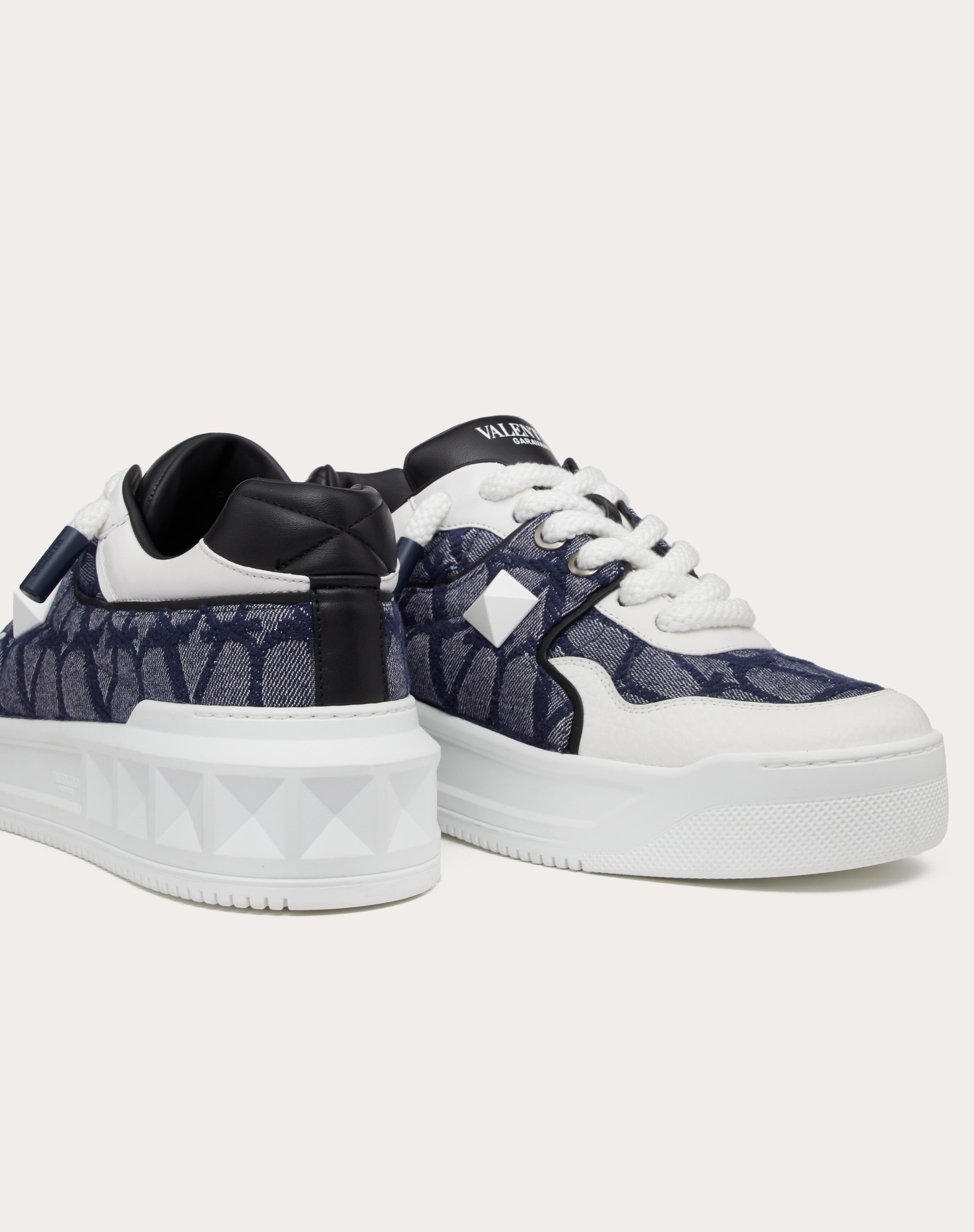 ONE STUD XL LOW-TOP SNEAKER IN DENIM-EFFECT TOILE ICONOGRAPHE JACQUARD FABRIC - 5