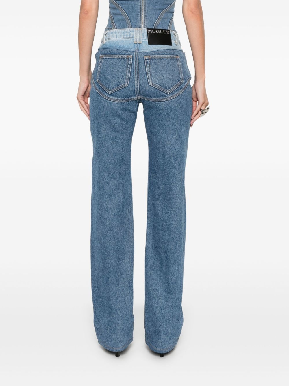 bi-color straight-leg jeans - 4