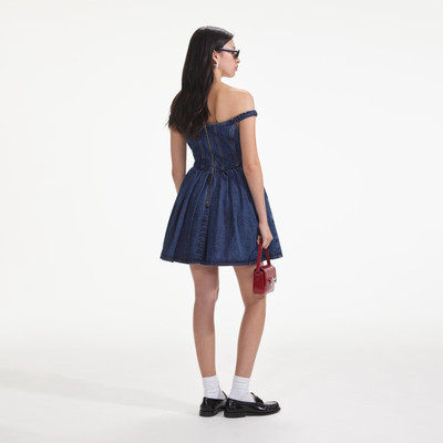 self-portrait Denim Off Shoulder Mini Dress outlook