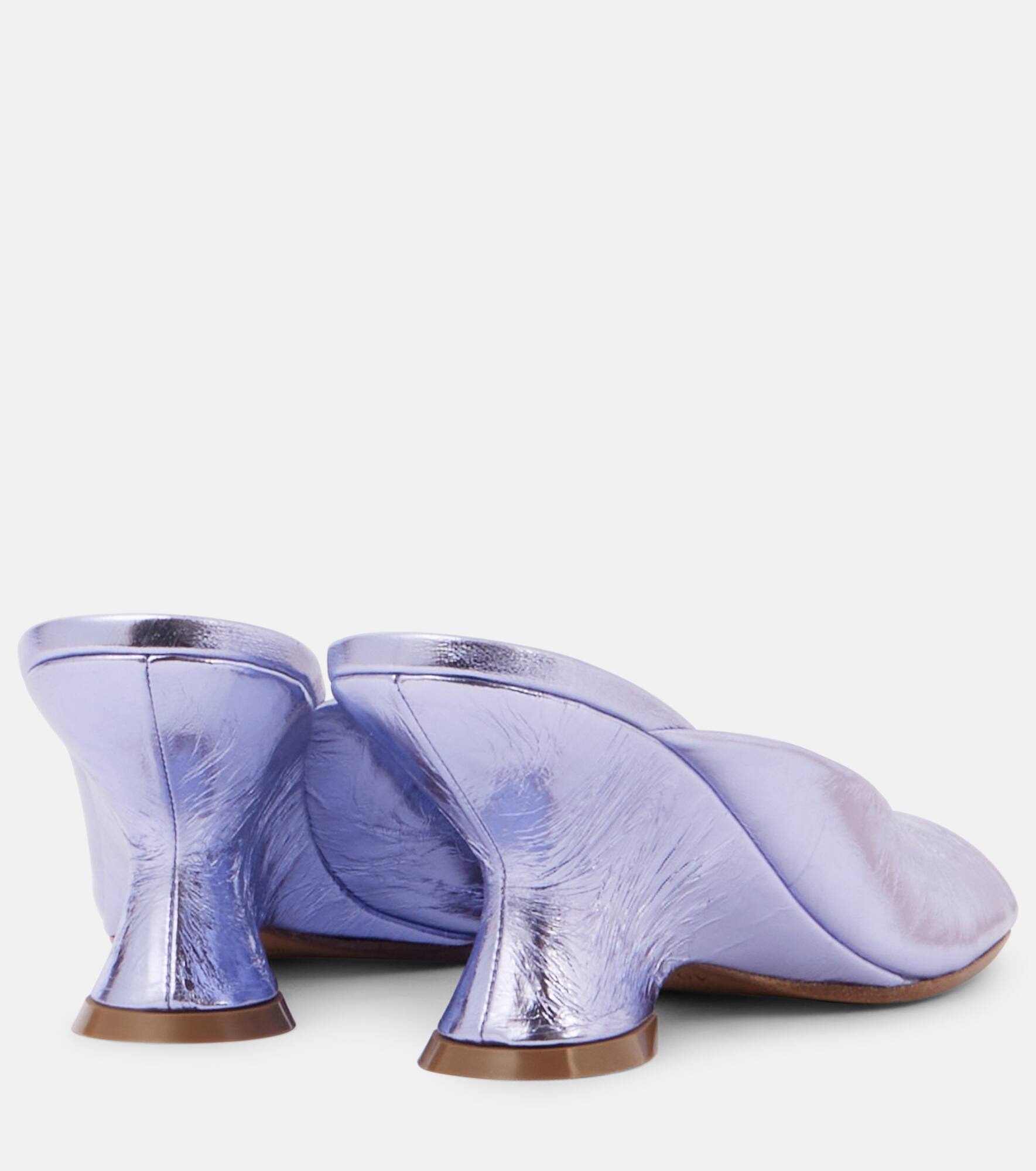 Metallic leather wedge mules - 2