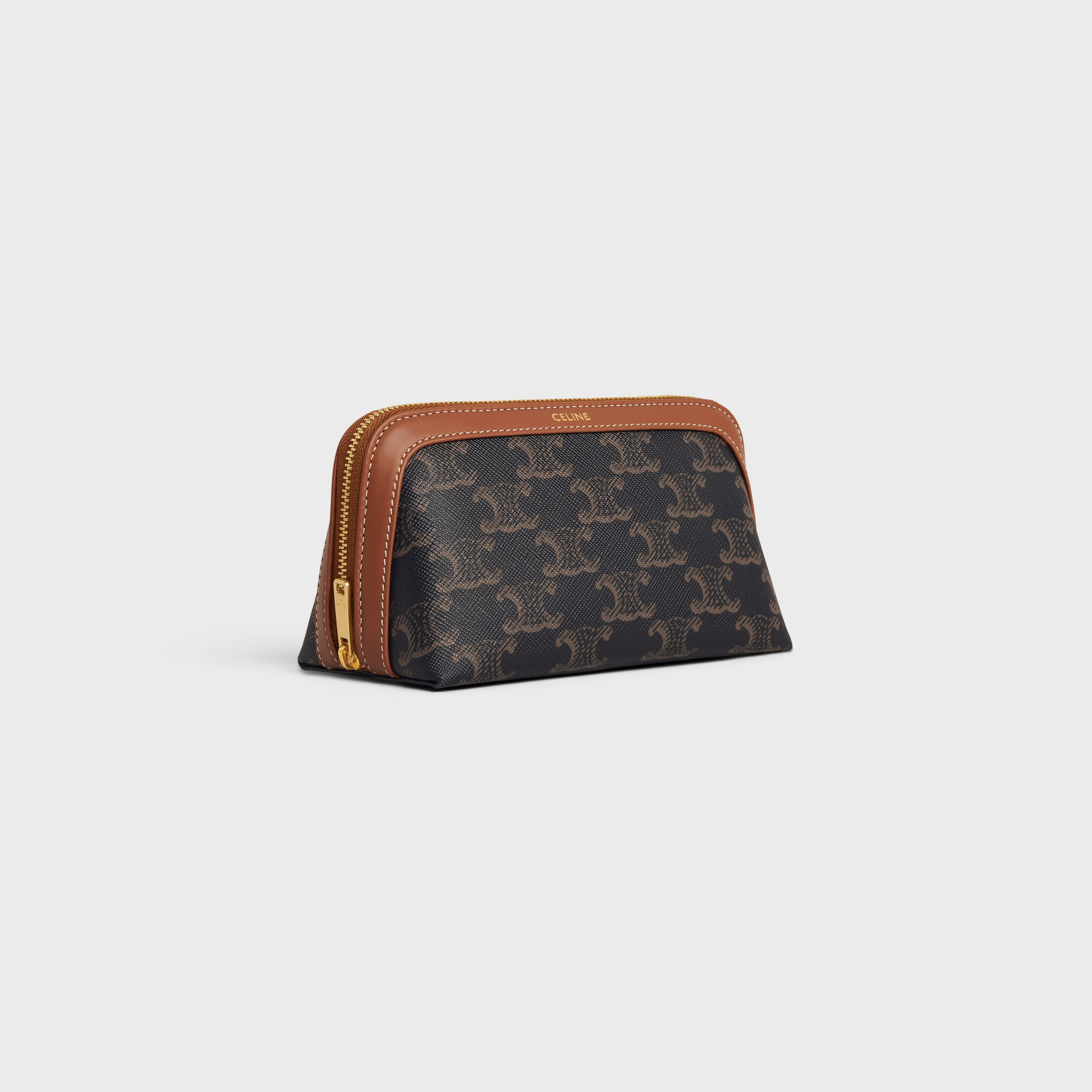 SMALL COSMETIC POUCH IN TRIOMPHE CANVAS AND CALFSKIN - 2