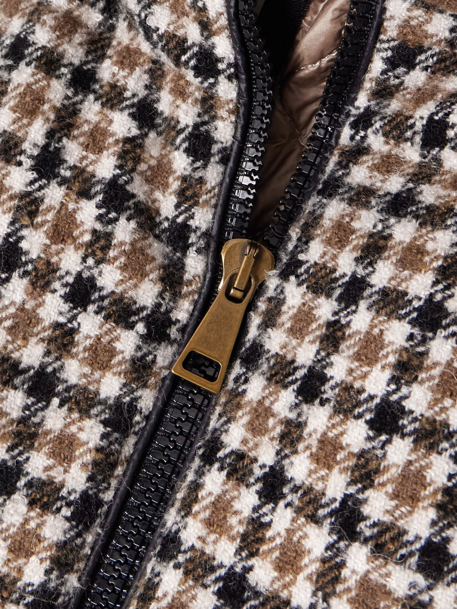 Touvet appliquéd layered quilted checked wool-blend tweed down vest Taupe - 5