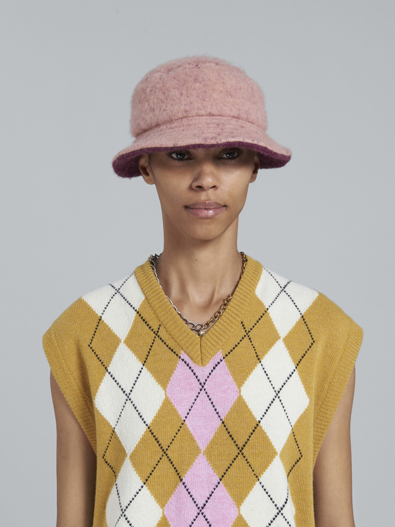 Marni PINK BRUSHED WOOL BUCKET HAT outlook