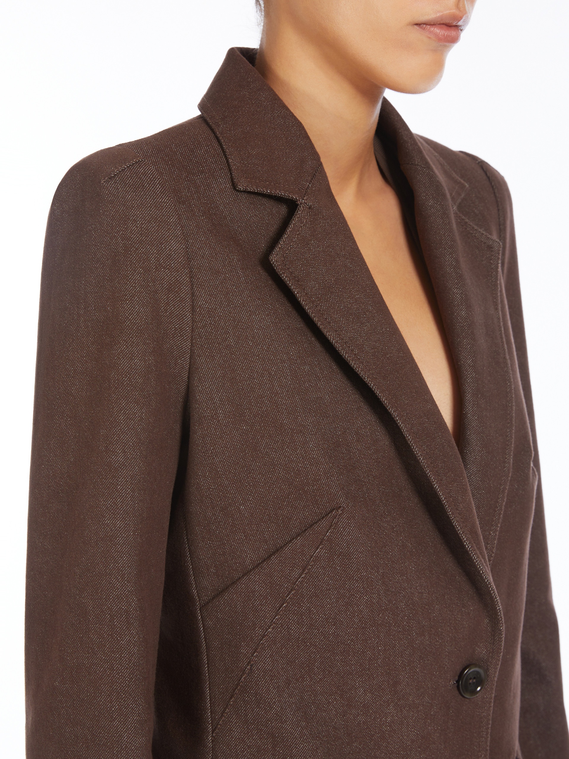 【関税＆送料込み】Max Mara Denim-Effect Cotton Blazer Max Mara AGGUATI Denim-effect cotton blazer | REVERSIBLE