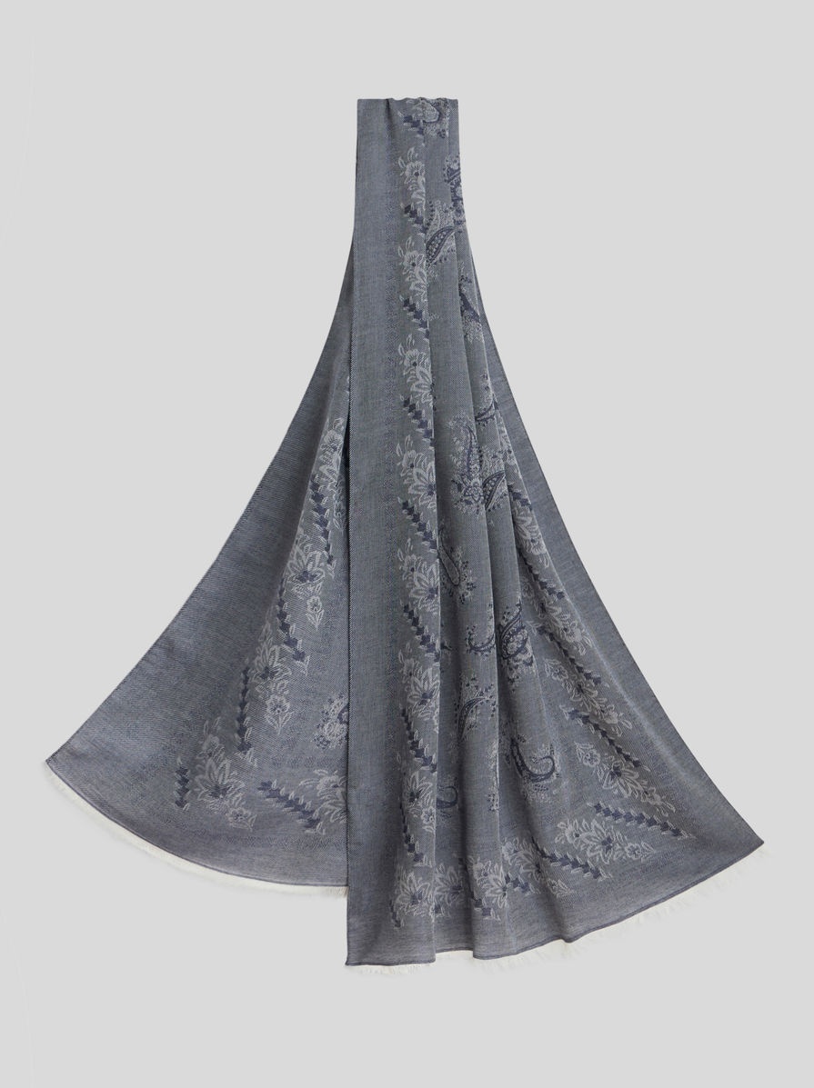COTTON AND CASHMERE JACQUARD SCARF - 1