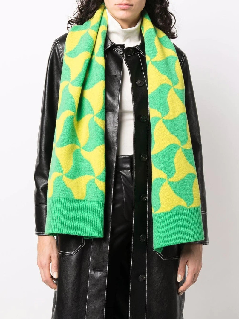 Bottega Veneta ribbed-knit patterned scarf outlook