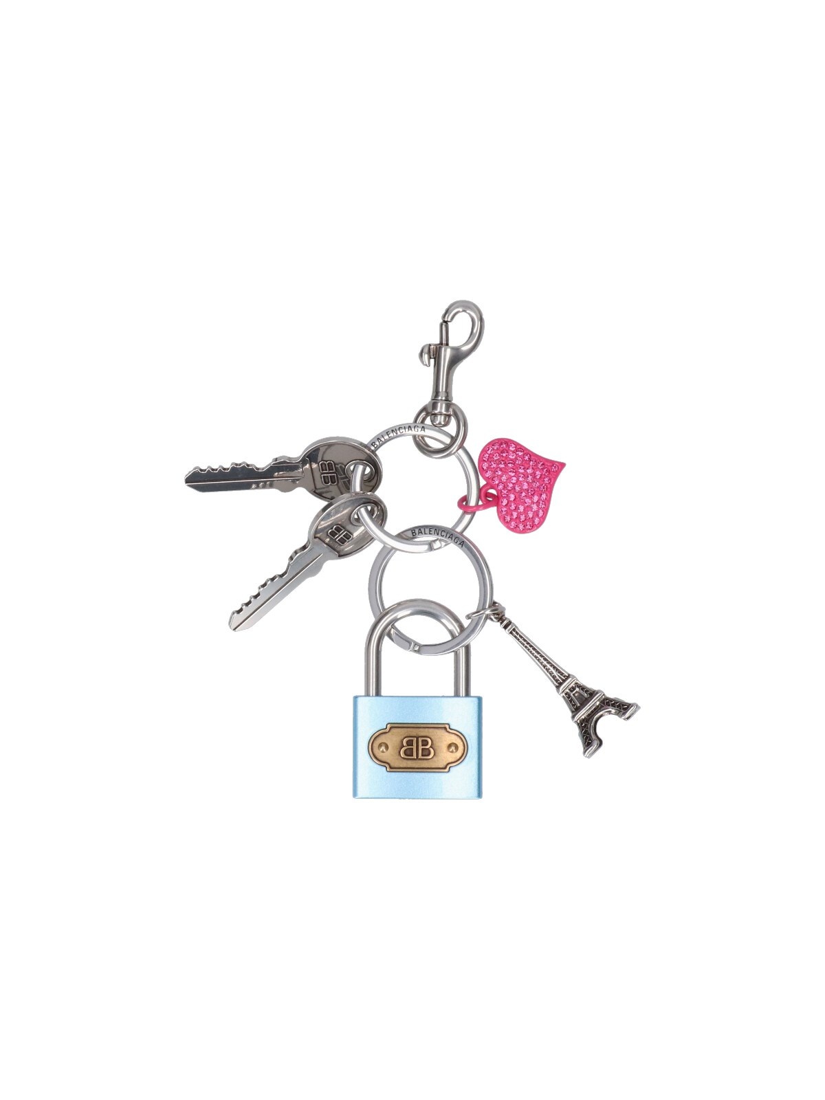 BALENCIAGA CHARM KEYRING WITH PADLOCK | sugar | REVERSIBLE