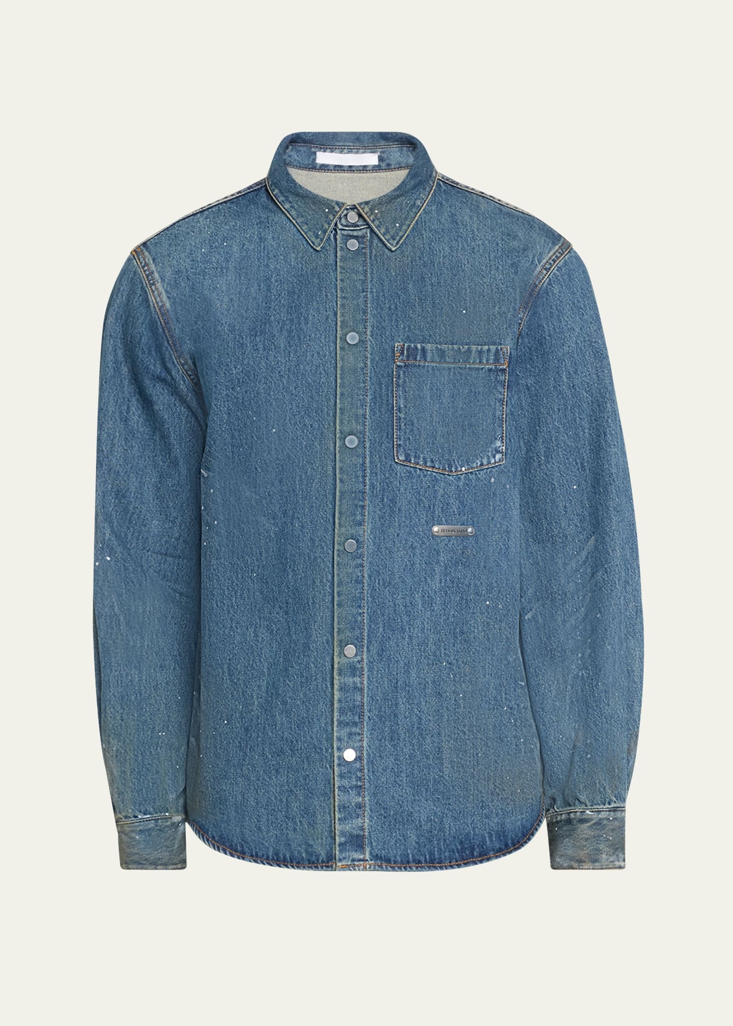 Men's Paint Splatter Denim Overshirt - 1