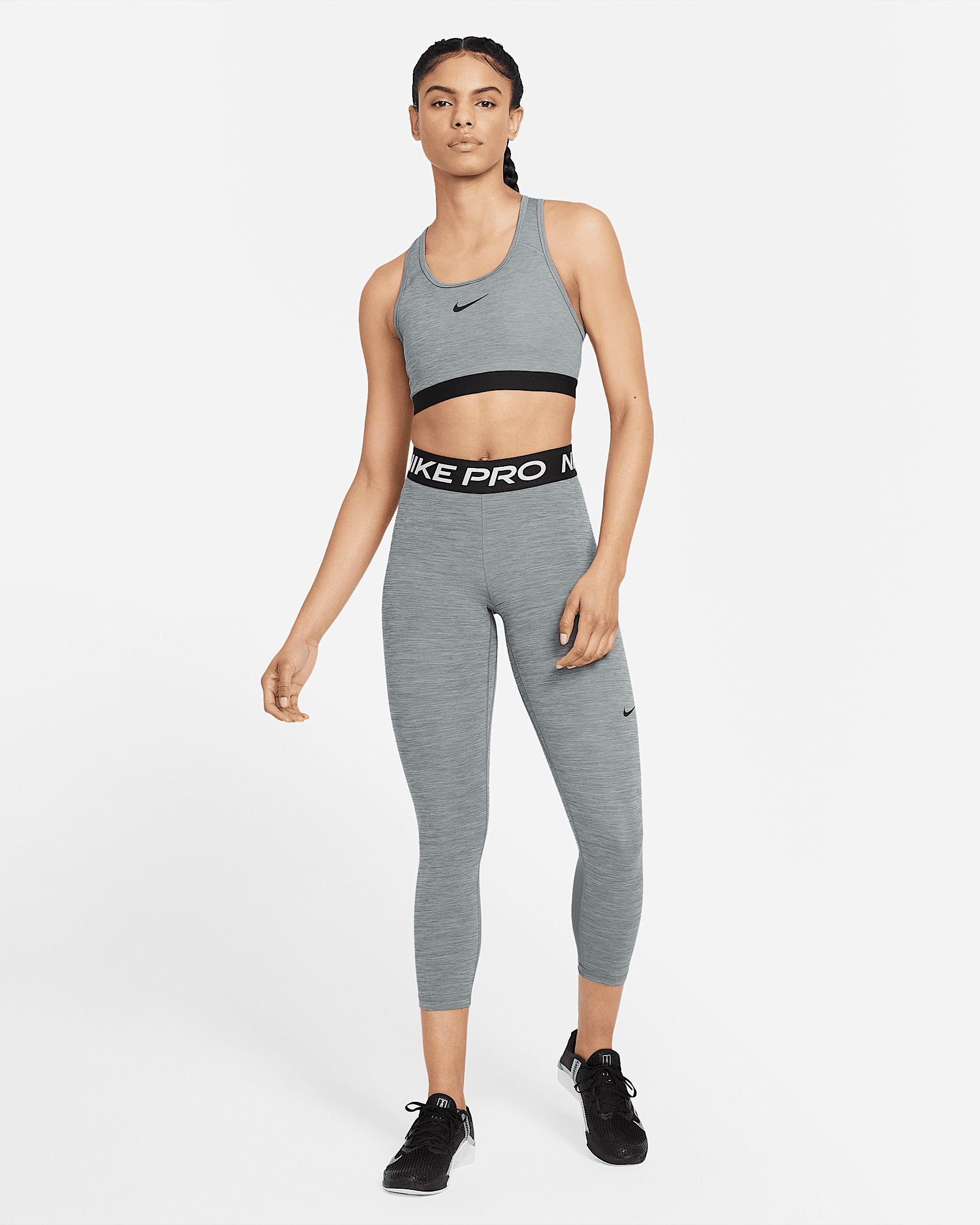 Nike Pro Women's Mid-Rise Crop Mesh Panel Leggings - 8