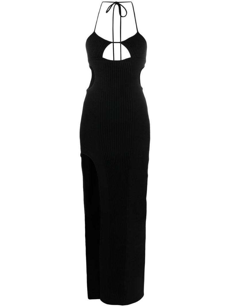 cut-out halterneck dress - 1