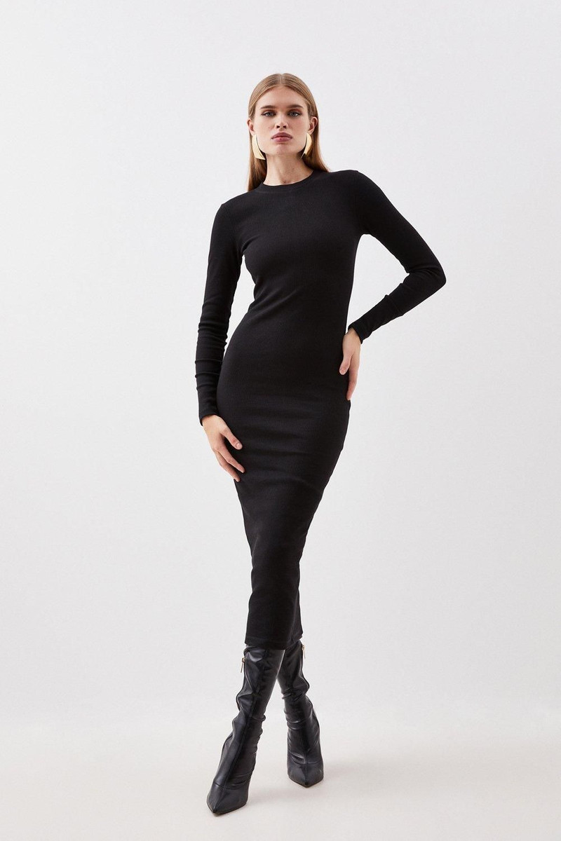Petite Compact Jersey Ribbed Maxi Dress 1