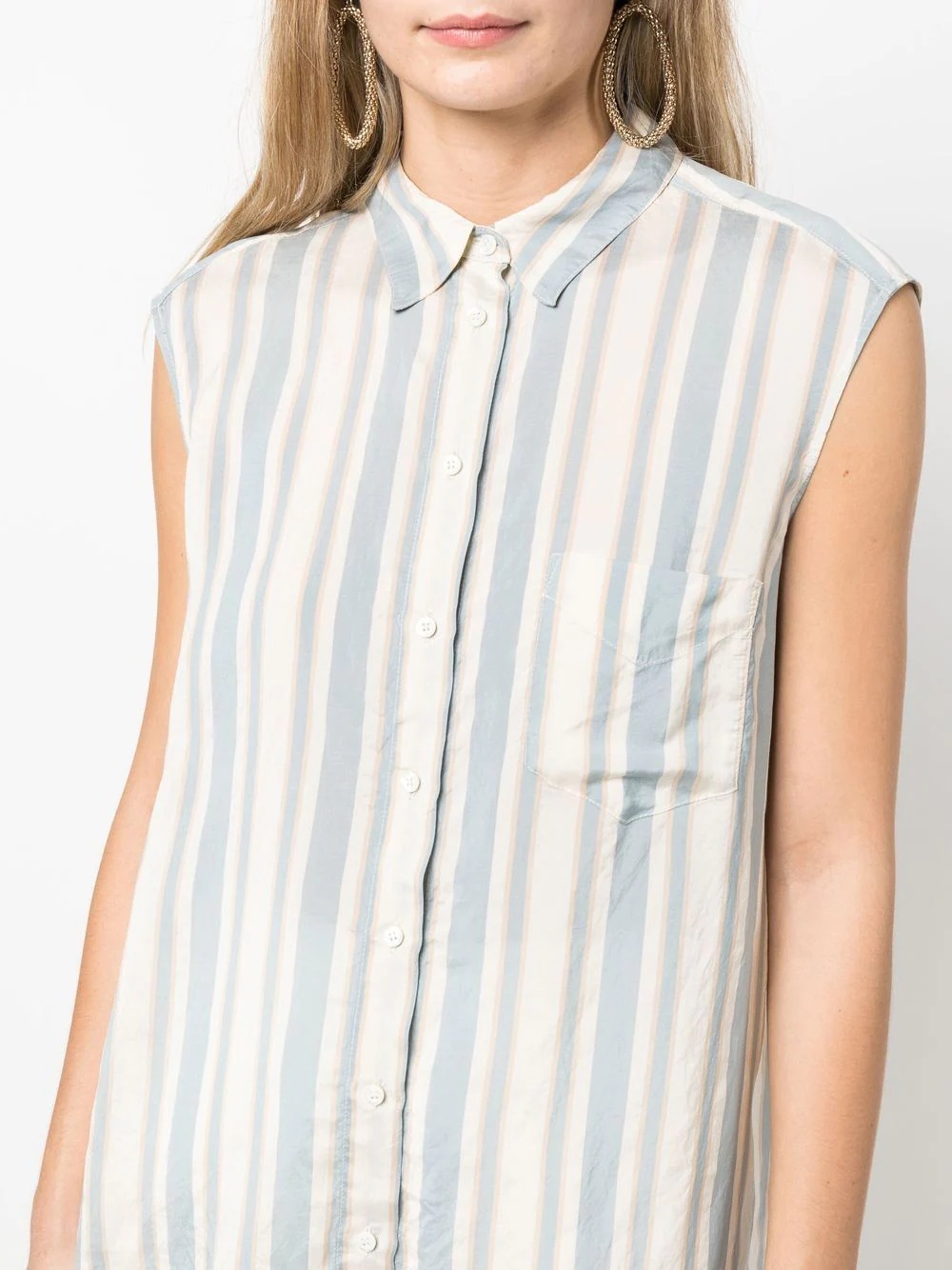 stripe-print sleeveless blouse - 5