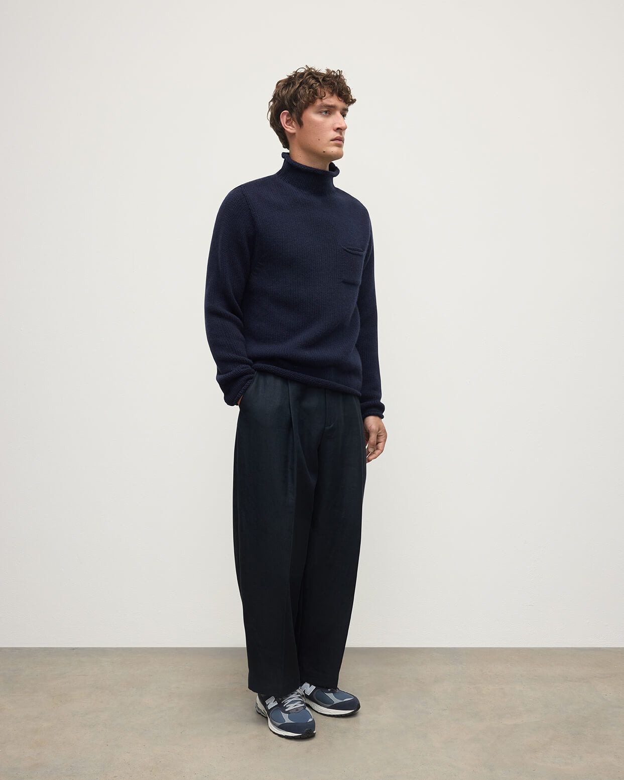 Navy Cashmere Turtleneck Jumper - 3