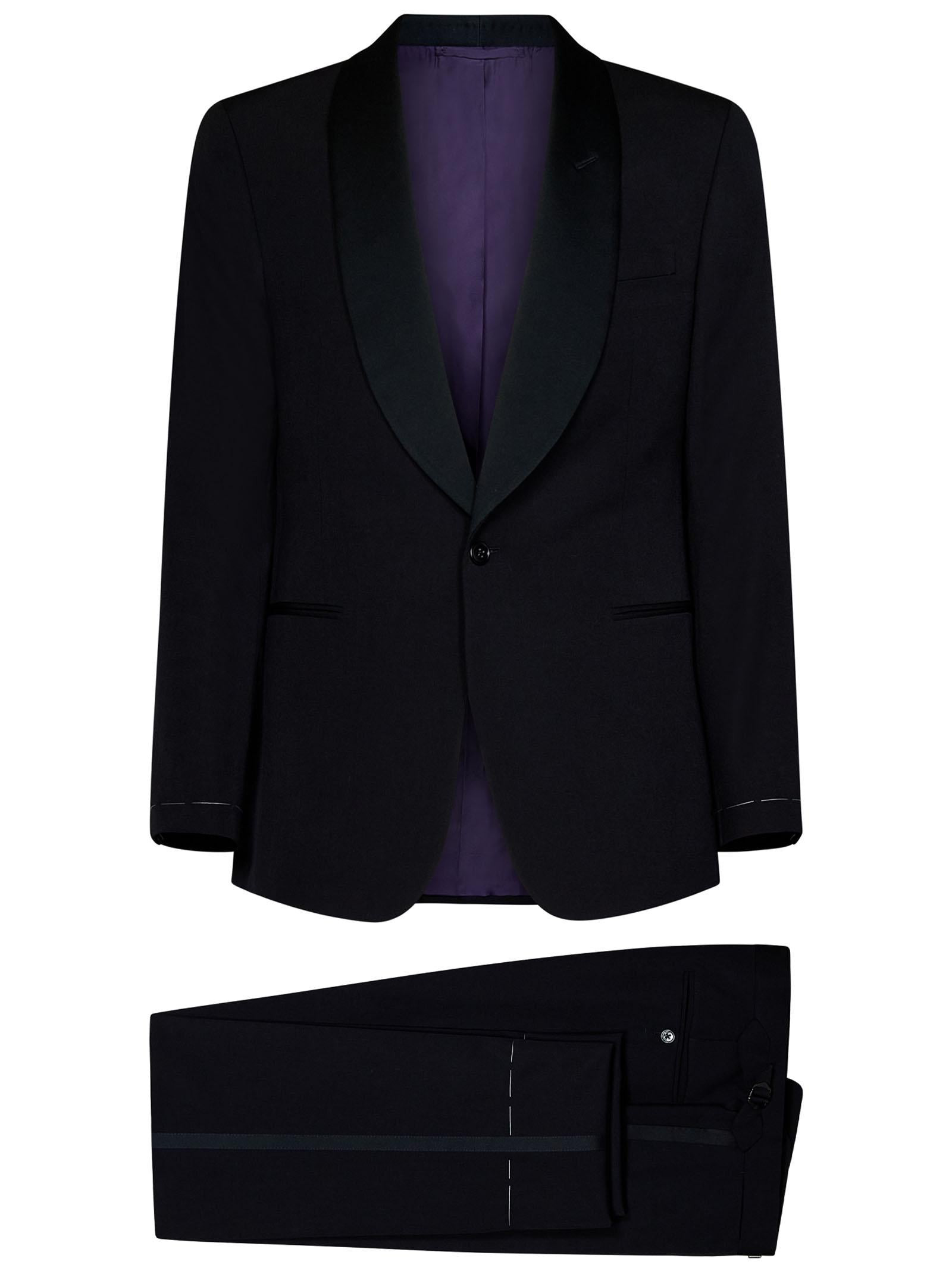Black cashmere wool suit with single-breasted jacket and tailored trousers. - 5