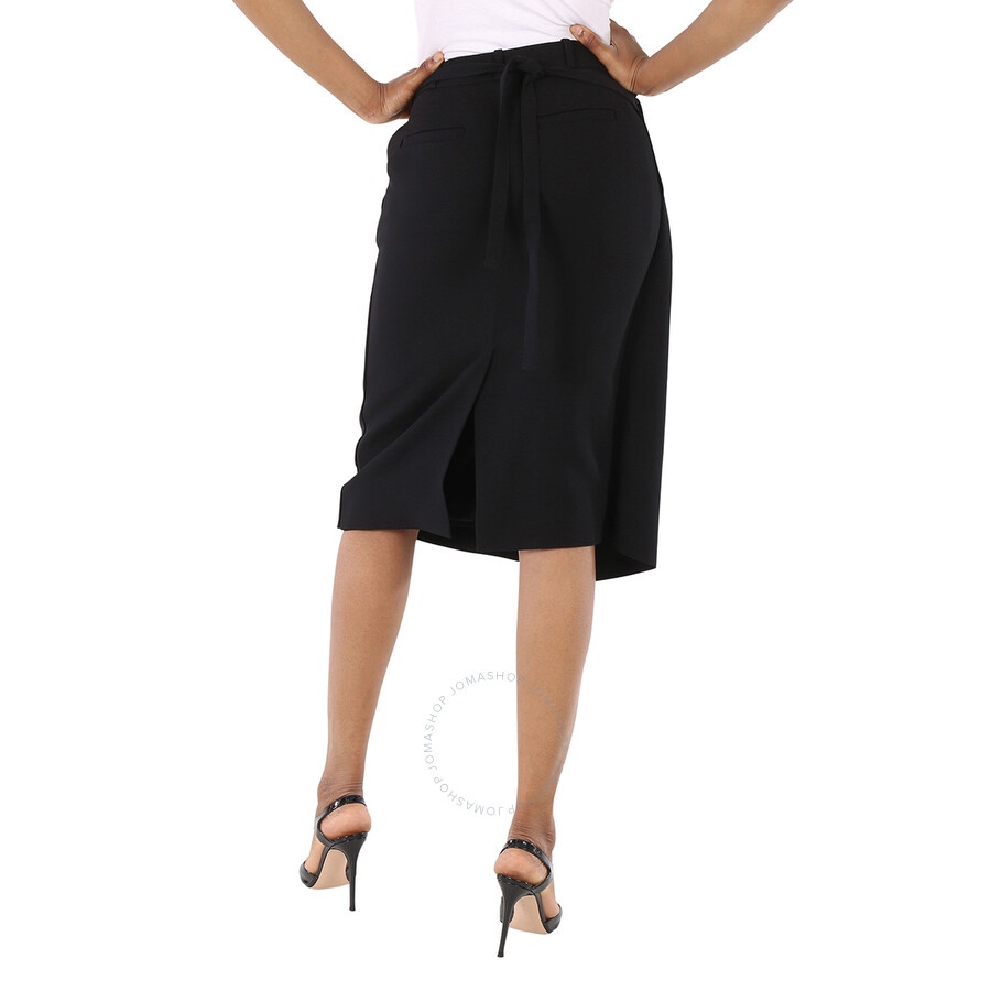 Burberry Ladies Black Asymmetrical Wrap Midi Skirt - 6