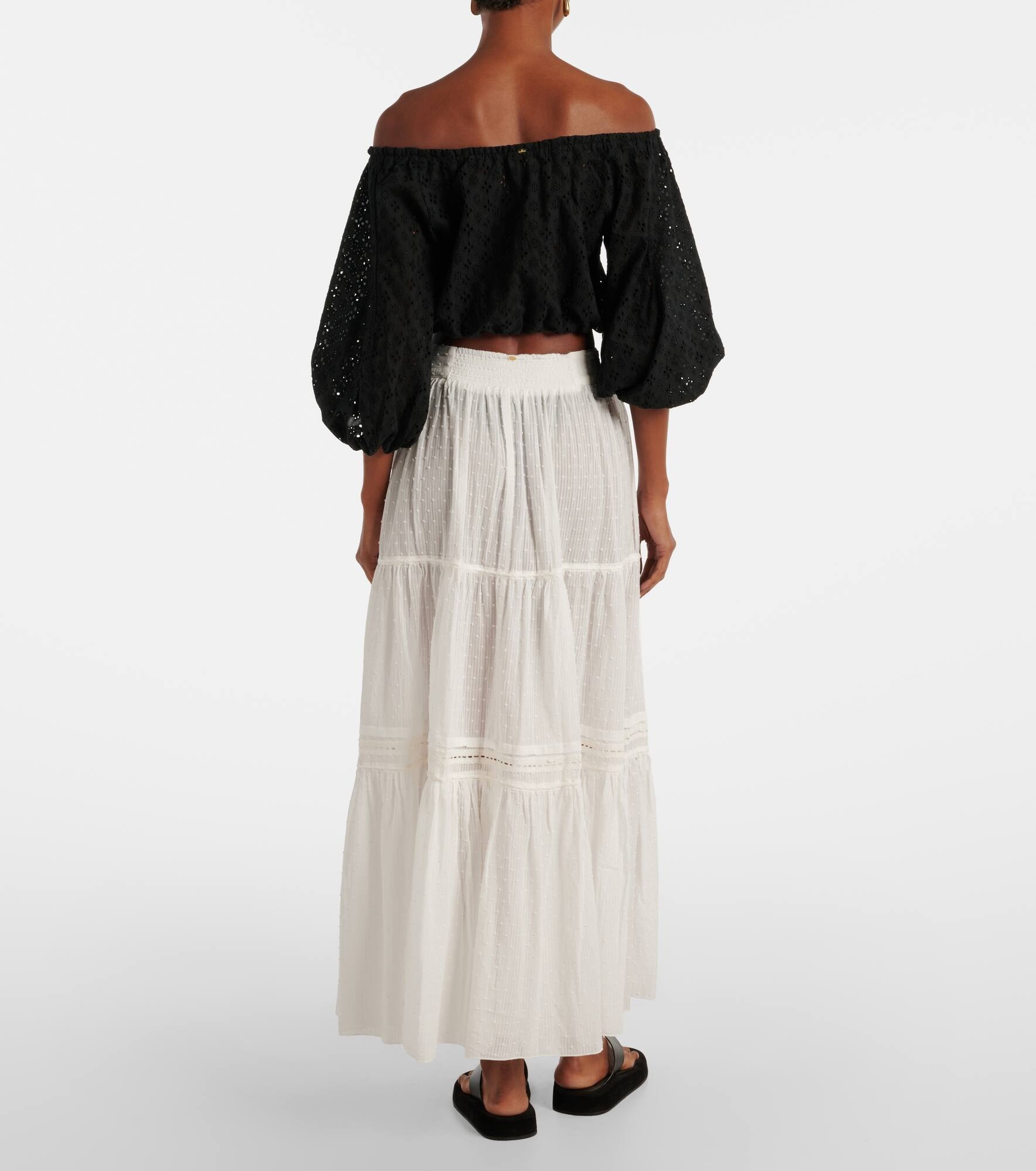 Tiered cotton maxi skirt - 3
