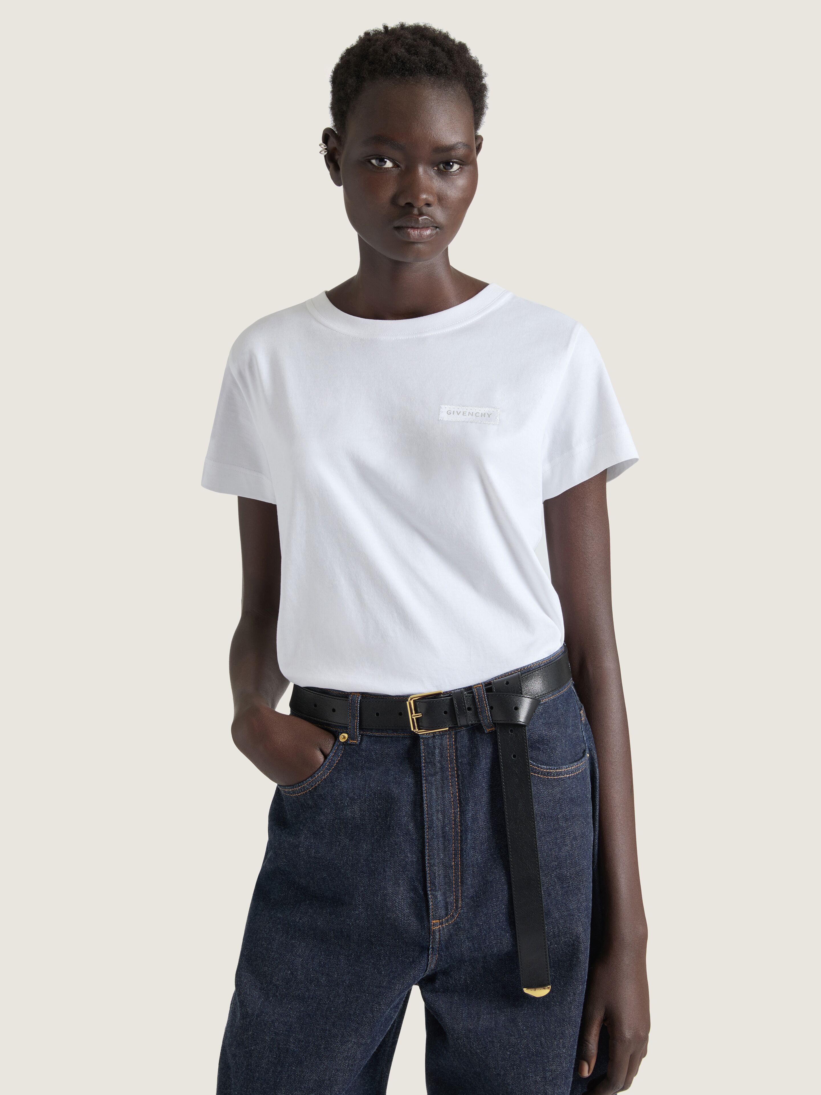 T-SHIRT IN COTTON WITH GIVENCHY PATCH - 2