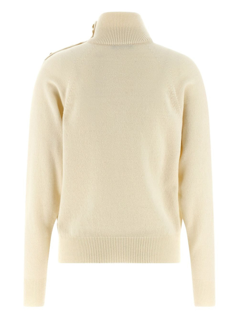 Balmain high-neck coin-button sweater outlook